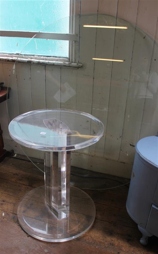 A 1980s perspex base circular table